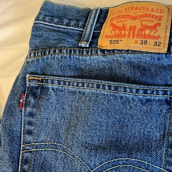 Levi’s 505 Rigid Denim Men’s Blue Jeans 38 x 31 - Picture 2 of 10